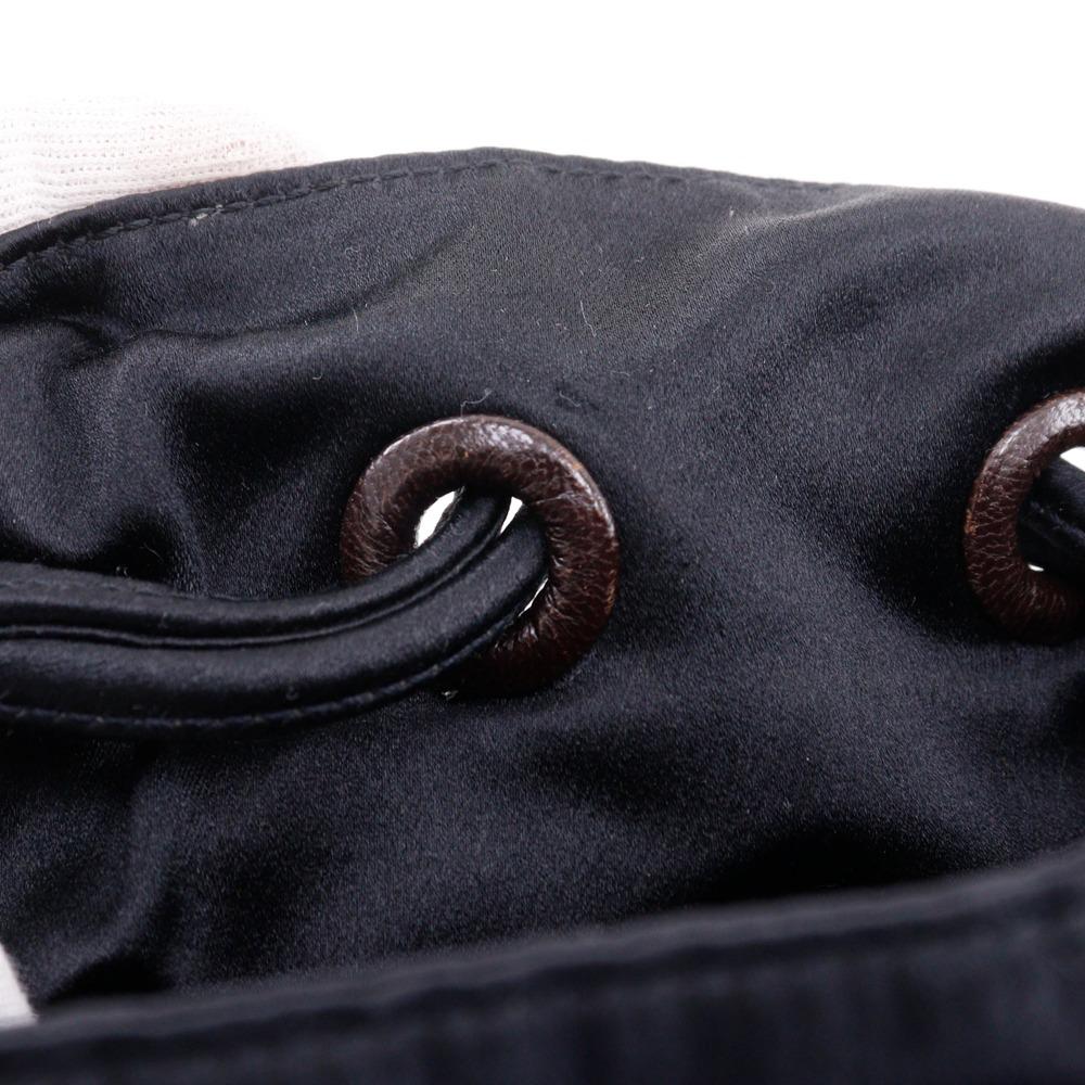 BOTTEGAVENETA Geldbörse Handtasche Perforiertes Leder Fransen Schwarz / Braun Satin/Leder Damen Gebraucht