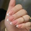 24Pcs Sweet Pink Almond Fake Nails Stiletto Pink Bowknot French Cute Pearl Bows Fake Nails Girls Women Wearable Manicure