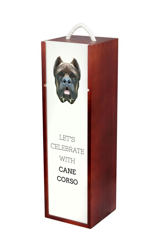 Cane Corso Italiano - Geometryczne Pudełko Ze Zdjęciem I Napisem Na Wino Marki Art-Dog