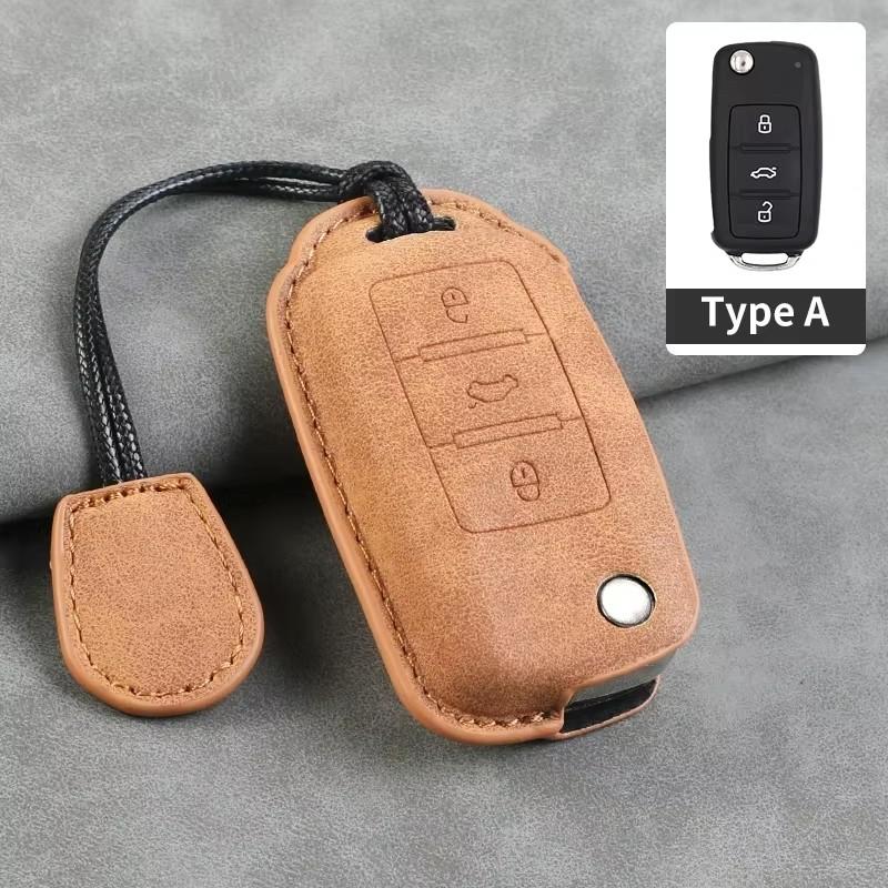 Leather Car Key Cover Case for VW Volkswagen Tiguan MK1 MK2 Magotan Passat B5 B8 Polo Golf 4 5 6 7 Mk7 Jetta POLO Eos Scirocco