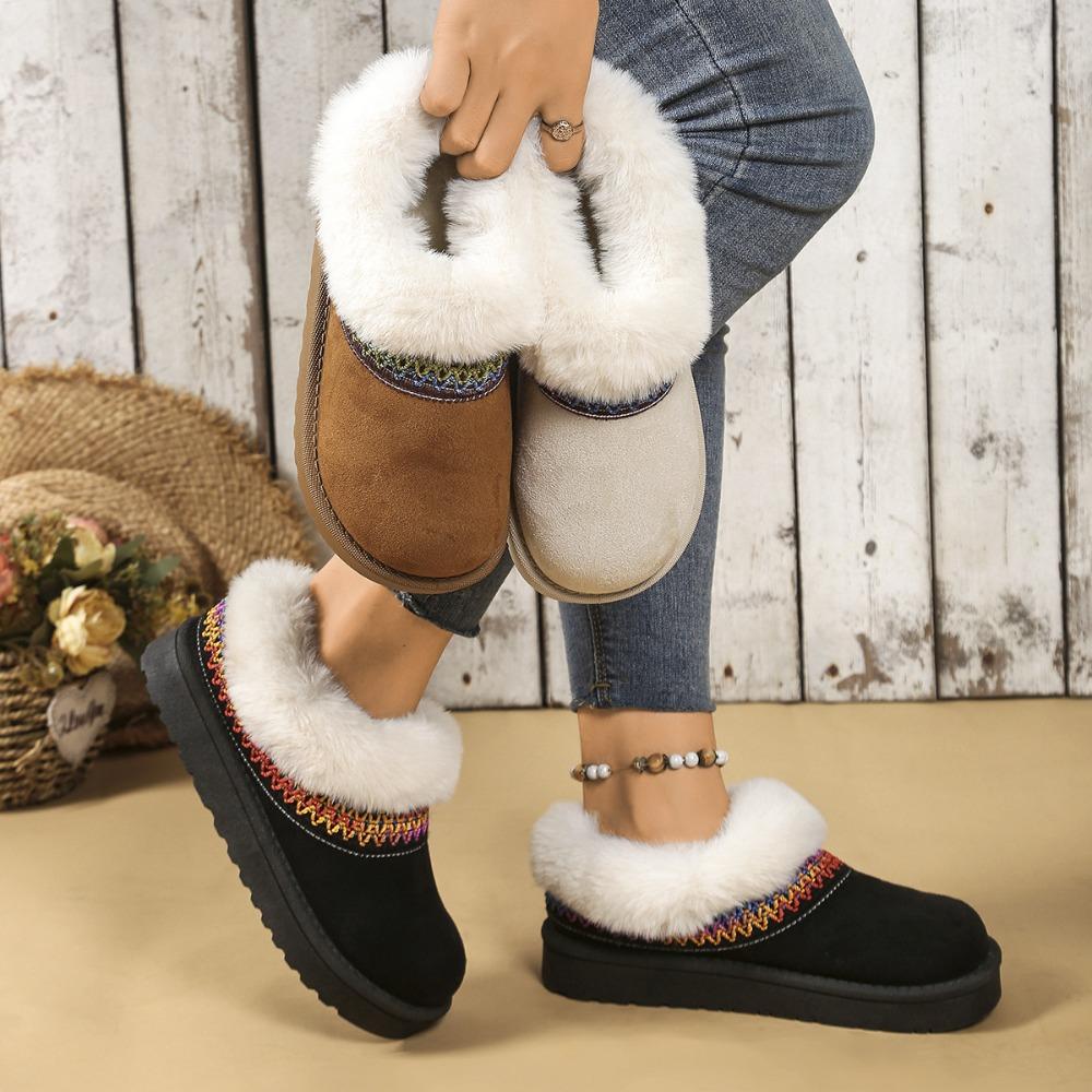Autumn/Winter New Snow Boots - Suede Versatile Warm Fleece Ethnic Style Comfortable Furry Cotton Shoes