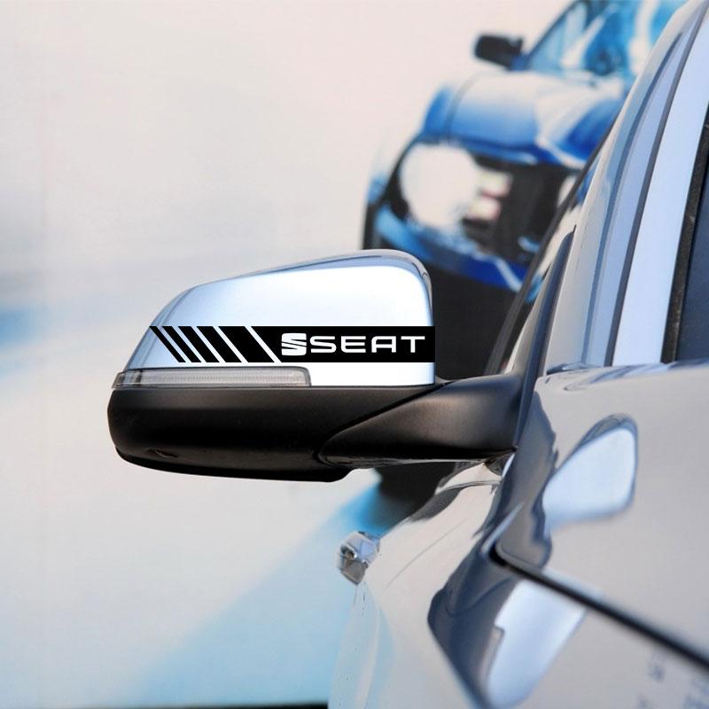 2Pcs Car Stripe Stickers Rearview Mirror Reflective Vinyl Decals Decoration For SEAT Leon FR Altea Ibiza Toledo Cordoba Alhambra Arona Ateca Exeo