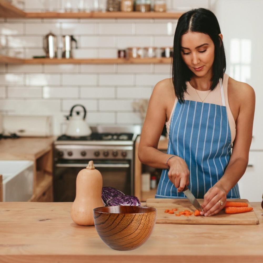 Tigela de madeira estilo japonês jujuba tigela redonda grande tigela de sopa criativa tigela de arroz infantil utensílios de mesa