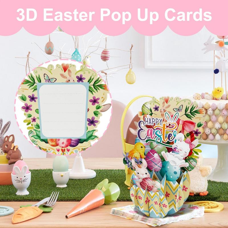 Pop-up Osterkarten 3D Frühlingsfeiertag Dankeskarte Osterhasen Grußkarte mit Umschlag für Kinder Erwachsene Tochter