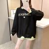 Cotton Sweatshirt Women Autumn Spring Large Size Loose Mid-Length Round Neck Sweatshirt Casual Versatile Long Sleeve Tops