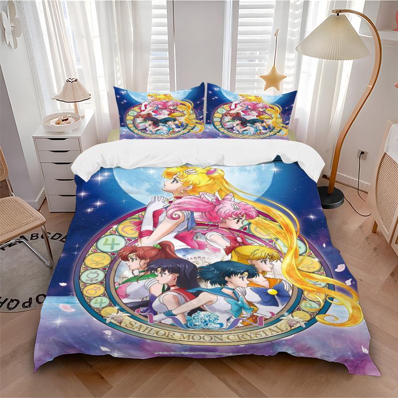 Set Biancheria da Letto Sailor Moon Crystal Copripiumino Regalo per Camera da Letto, Include 1 Copripiumino e 2 Federe, Senza ImbottituraB370