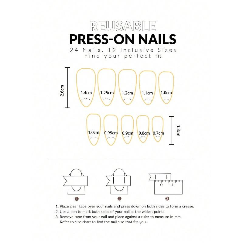 24Pcs Yellow & Pink Flower Decor French Manicure Medium Almond Shaped Artificial Nail Tips, For Ladies Daily Wear Press On Nails Nail Supplies