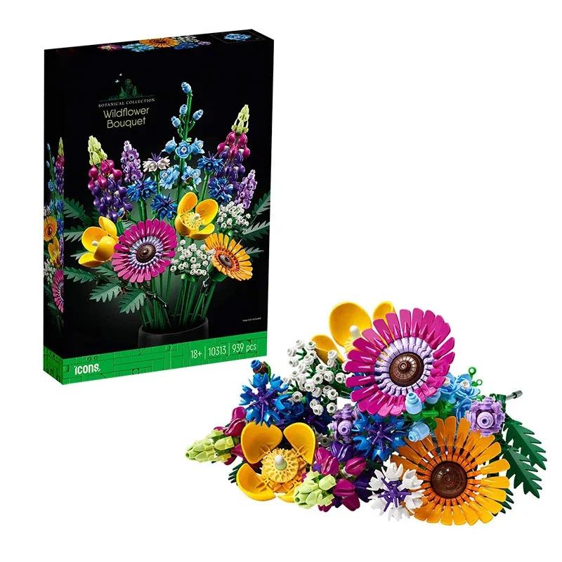 Artificial Rose Orchid Wildflower DIY Building Blocks Set - 3D Eternal Flower Model, Home Decor & Festival Gift