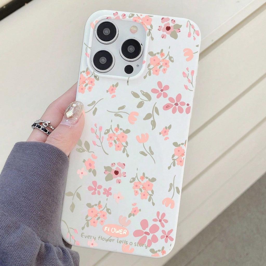 Cute Pink Floral Phone Case for iPhone 16 Pro Max, Kawaii Flower Print Soft TPU Protective Cover