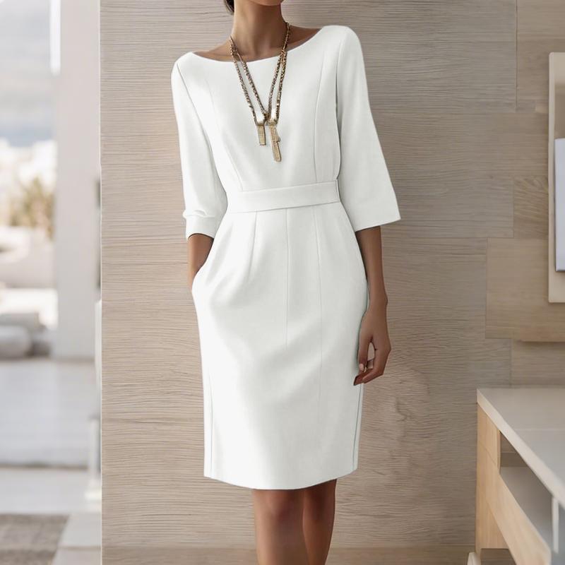 ZANZEA Women Casual Round Neck Summer 3/4 Sleeve Sheath Dress