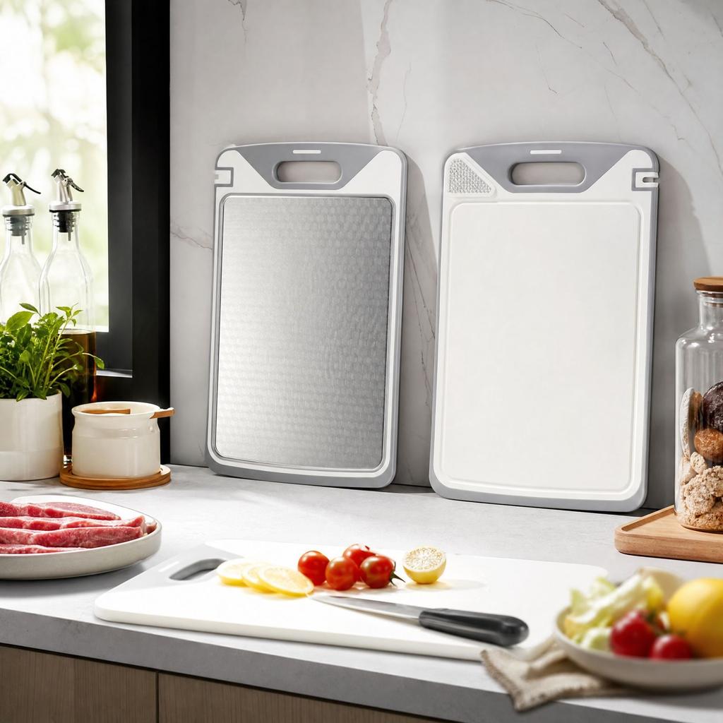Multi-Functional Double-Sided Cutting Board with Built-In Sharpener for Kitchen Cooking Prep