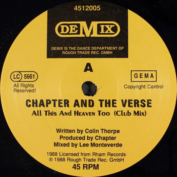 

12-дюймовая пластинка ГЛАВА СТИХ ВСЁ ЭТО И НЕБО ТОЖЕ 4512005 Demix 1988 Германия Танцевальная Электроника Б/У