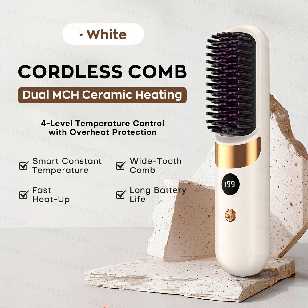 Multifunctional Hair Straightener Brush Curling Iron Easy Design 4-Level Temperature Adjustment Suitable for Straight And Curly Hair Styling