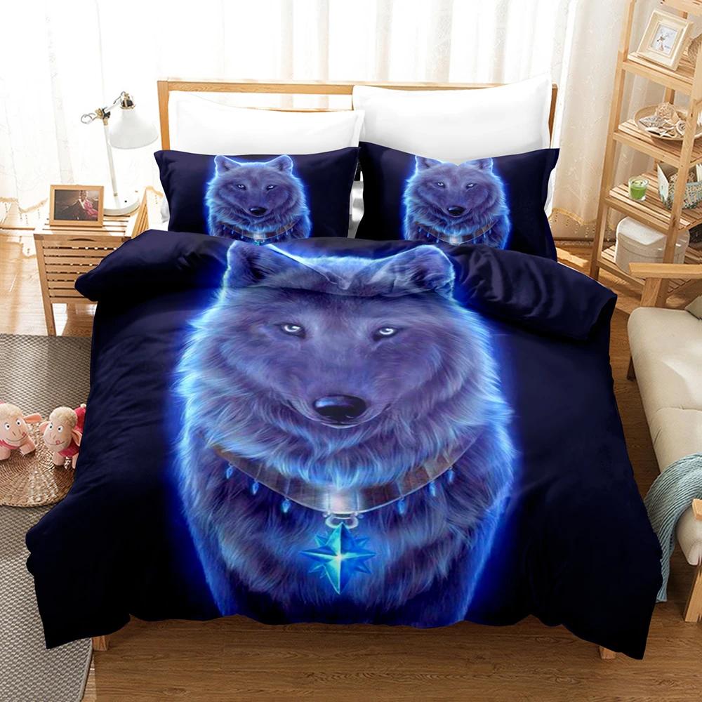 Wolf Duvet Cover Safari Animals Wolf Family Pattern Printed Cover Woodland Forest For Bedroom Decorations For Kid Women Men Gift EU Single(135*200cm)3pcs
