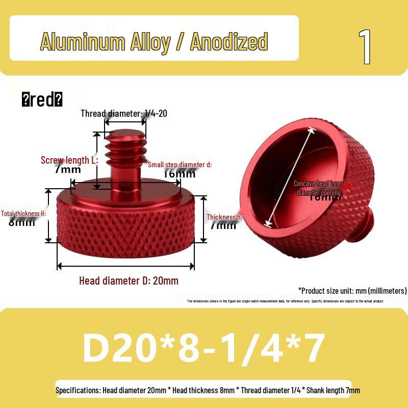 1/4 Aluminum Alloy Hand-Tightened Drone Gimbal Adjustment Screw