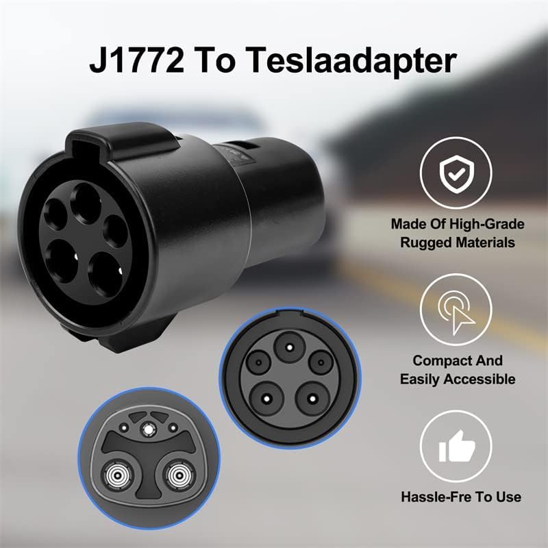 J1772 Charger Adapter Compatible Tesla Model 3/Y/X/S[Security Check ] 80 Amp / 240 AC-Compatible With SAE J1772 Charger[Only For Tesla Car]