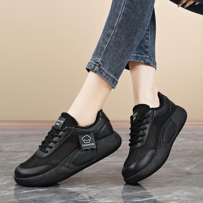 

Женские спортивные летние бежевые школьные кроссовки для бега повседневные черные кроссовки для ходьбы дышащие носки обувь большого размера 38 чёрный