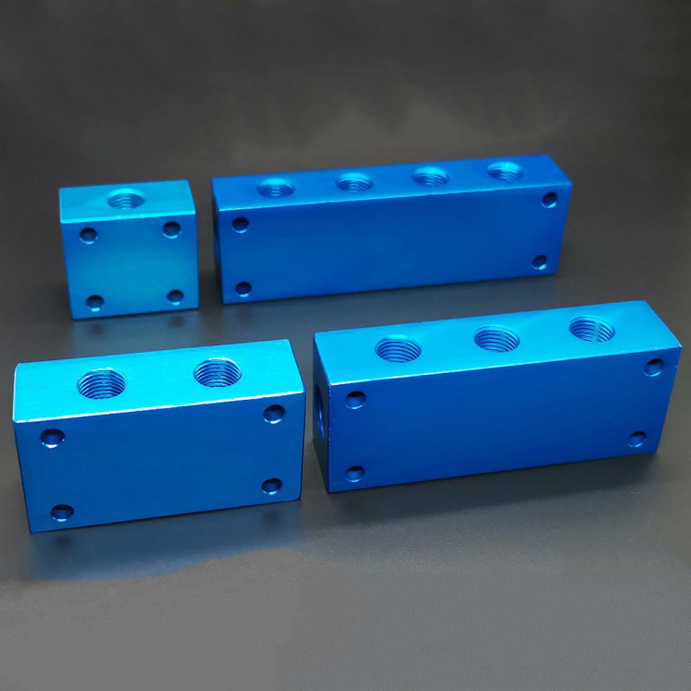 1/2/3/4 Way 4/6/8/10 Ports BSP G3/8" In G1/4" Out Blue Aluminum Manifold Block Splitter Air Water Gas
