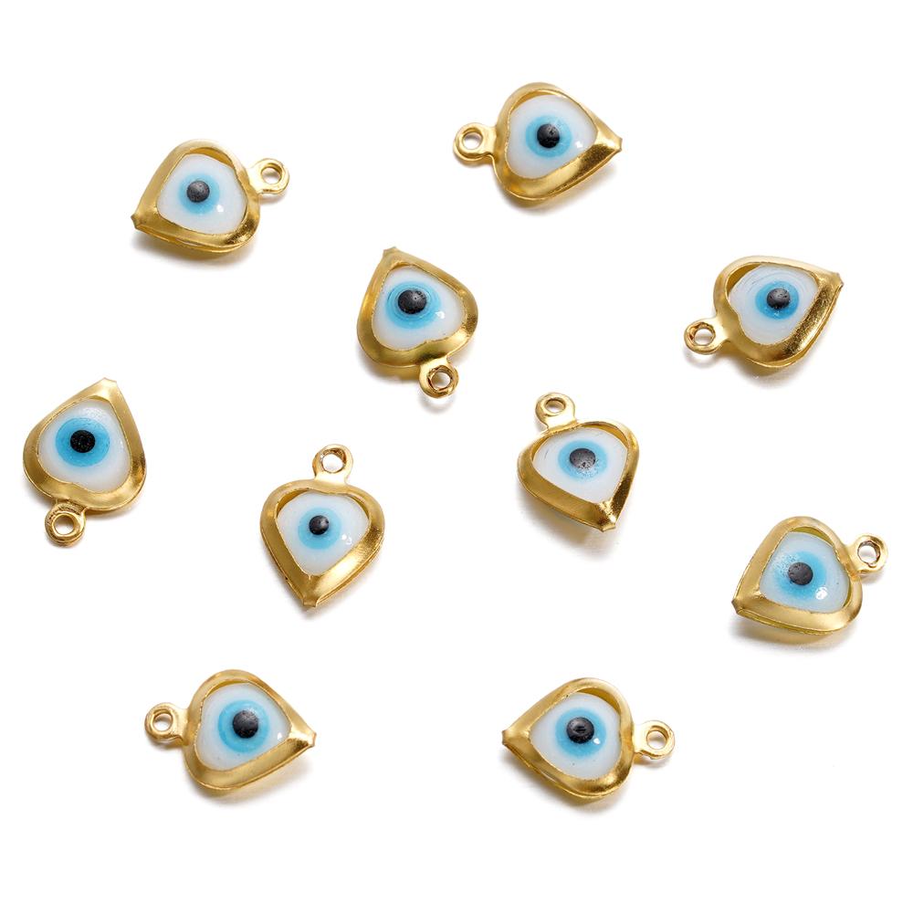 10pcs/lot Evil Eye Gold/Silver Color Tone Charms Connectors Beads For DIY Bracelet Bangle Pendant Jewelry Accessories