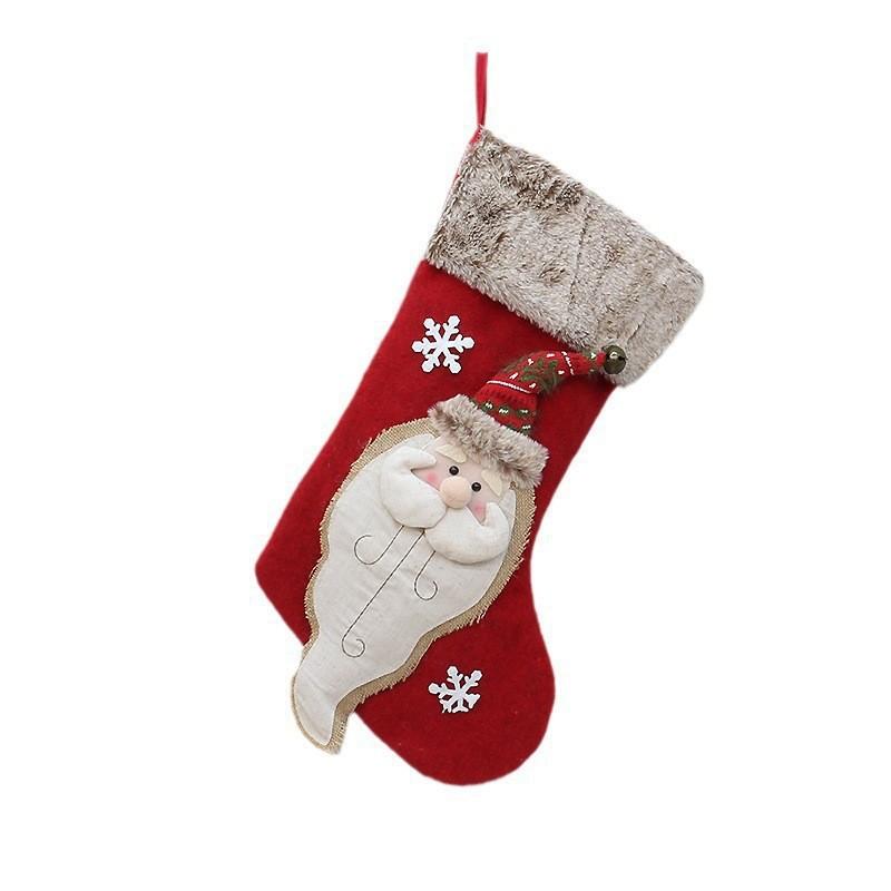 Christmas Stocking Large Plush Gift Sock Candy Bag Hanging Decoration Xmas Eve Party Home Decor