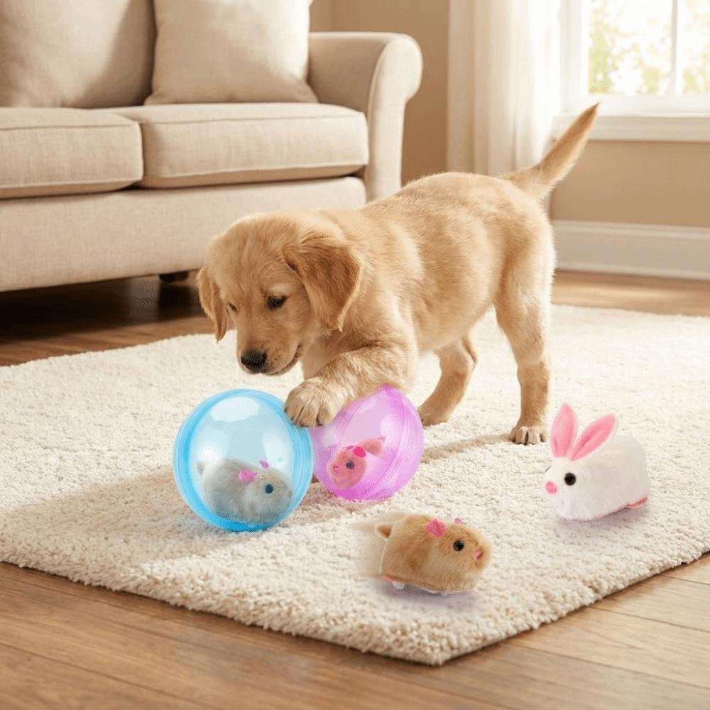 Transparent Cat Chasing Ball Built-in Plush Animal Plastic Hamster Chasing Ball Realistic Rabbit Rabbit Rolling Ball