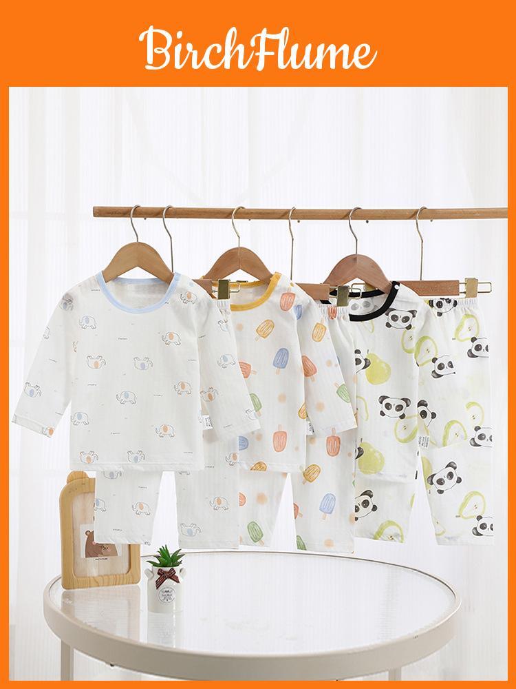 Baby Cotton Summer Pajamas Set With Antibacterial Fabric For Toddler Sleepwear