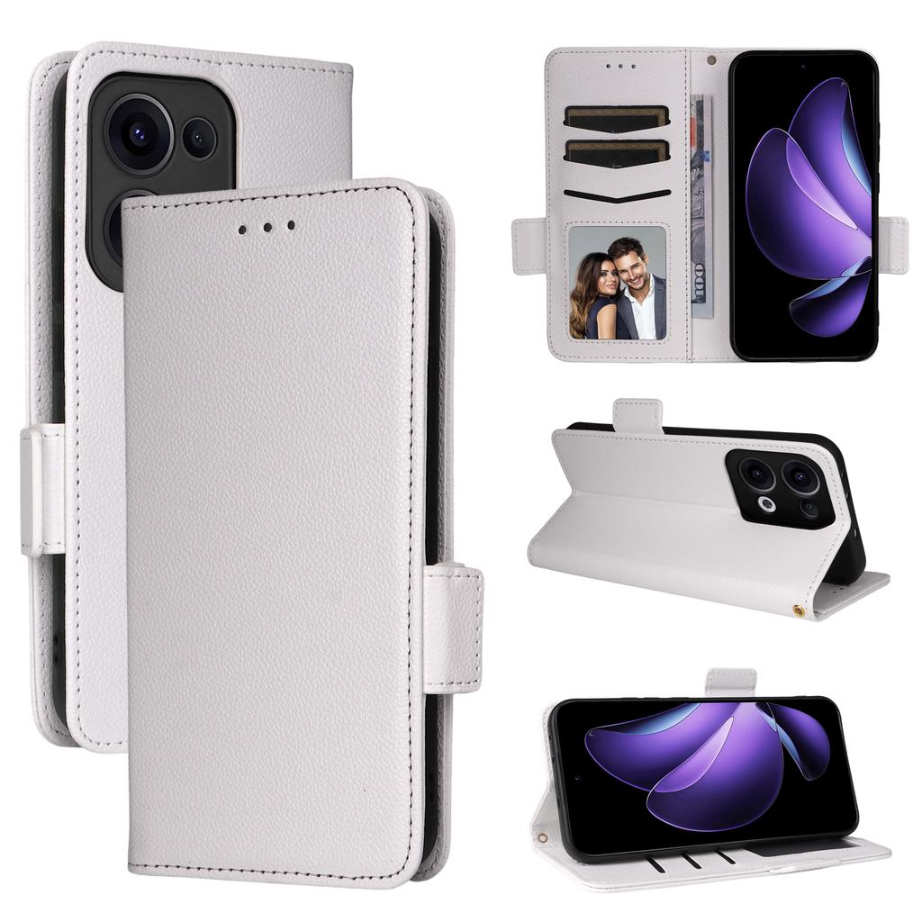 Dla Oppo Reno13 5G (Światowy) Etui ze smyczą na nadgarstek Tekstura liczi Skóra PU Portfel Pokrowiec na telefon