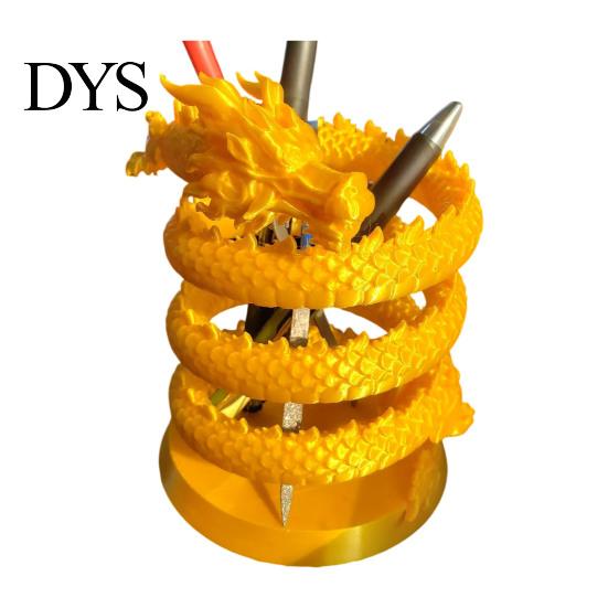 Decorative Pen Cup for Study Coiled Dragon Holder, Chinese Style Pencil Cool Gaming Desk Decor Organizer, Stationery Storage Container Office