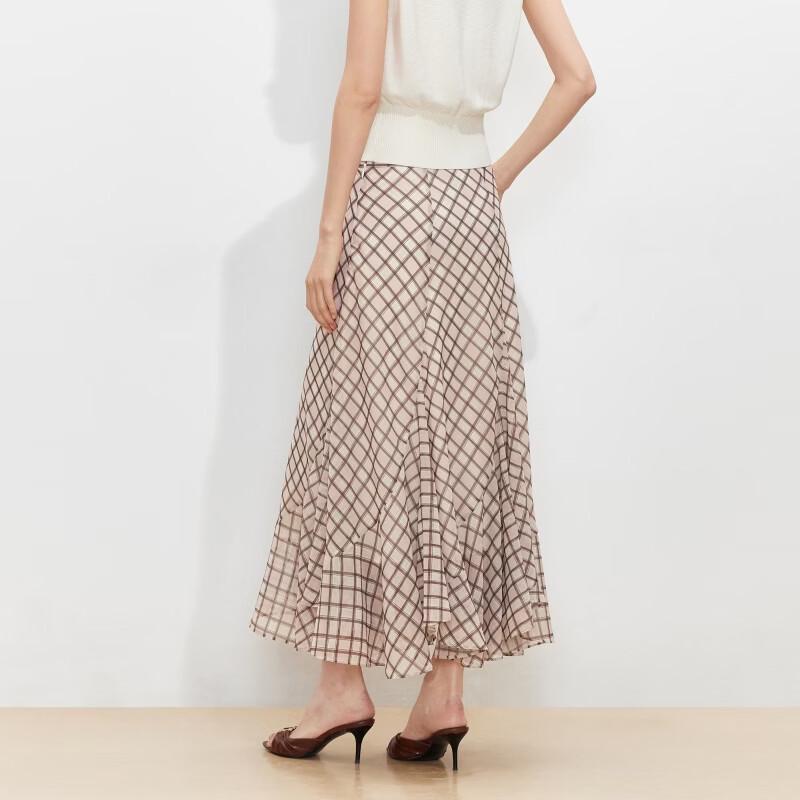 Vero Moda Women's Retro Plaid A-Line Midi Skirt