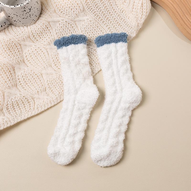 Female Autumn and Winter Plus Velvet and Thick Coral Velvet Floor Cotton Socks