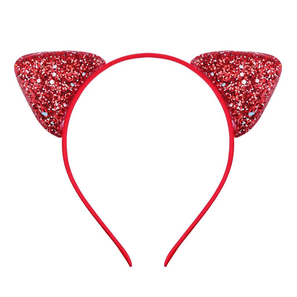 Glitzerndes süßes Katzenohren-Stirnband, Kitty-Stirnband, Damen, Mädchen, Kinder, glitzerndes Haar, Metallreifen, glänzende Haarbänder, Haar-Accessoires