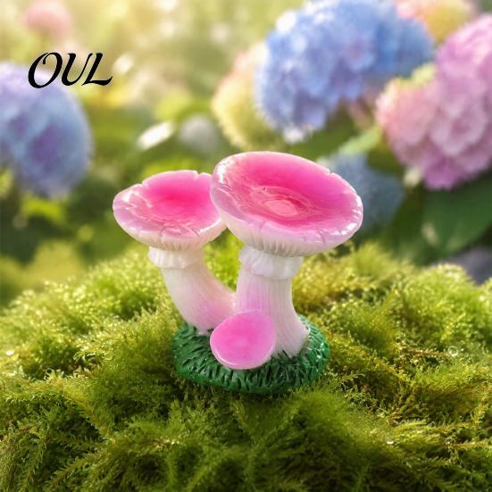 Terrarium Supplies 2 Pcs Mini Mushroom Figurines, Miniature Resin Figures Handmade Fairy Tale Decor for Micro Landscape, Garden, Aquarium, Bonsai