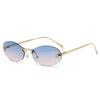 New European and American FF letter oval frameless women's sunglasses elegant diamond-encrusted small frame sunglasses UV protection