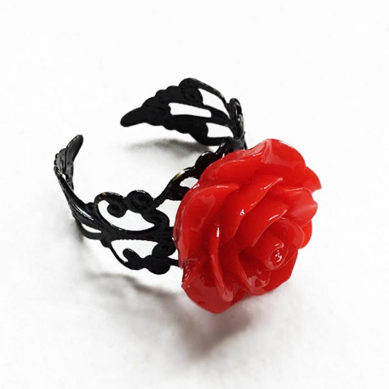 

Adjustable Black Rose Gothic Victorian Filigree Ring