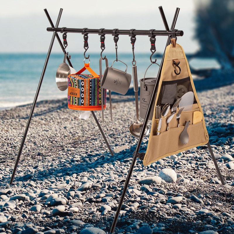 Kepulide Military Green Aluminum Camping Tripod Clothes Rack