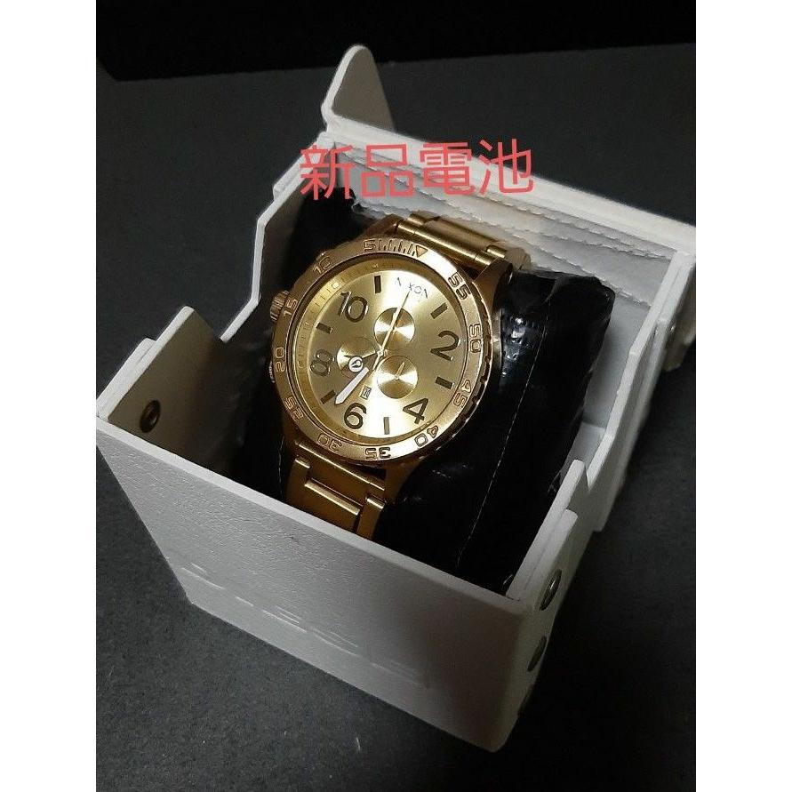 Used NIXON 51-30 Chronograph Gold Watch New Battery Replaced