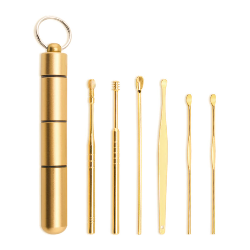 

Earwax removal portable earpick 6-piece set, earwax removal earpick gold