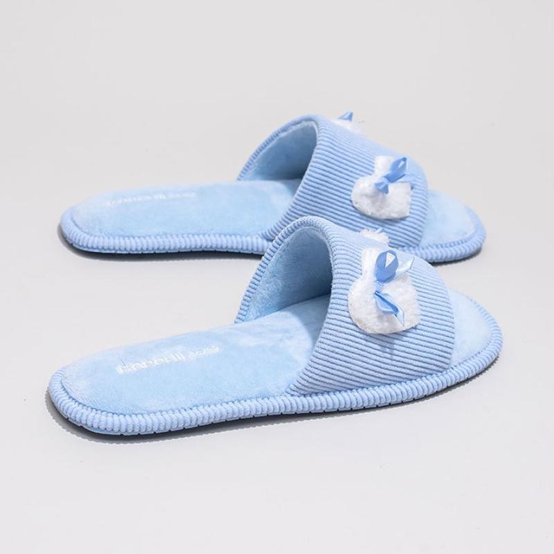 Fashion Sweet Pink Bow Decorate Home Slippers Women Fashion Plush Heart Design Brand Bedroom Slipper Cozy Non-slip Winter Cotton Slipper