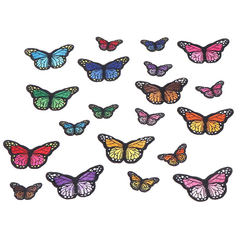 

20 шт. термоаппликаций-бабочек, вышитые швейные термонаклейки, аппликации для одежды