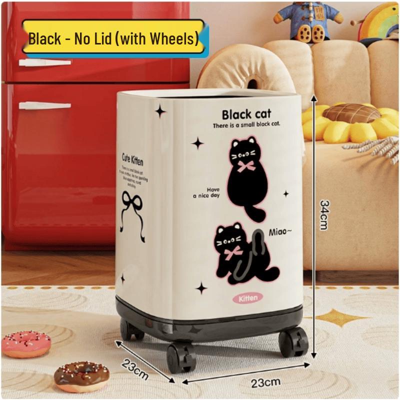 Cute Rolling Trash Can with Upgraded Wheels