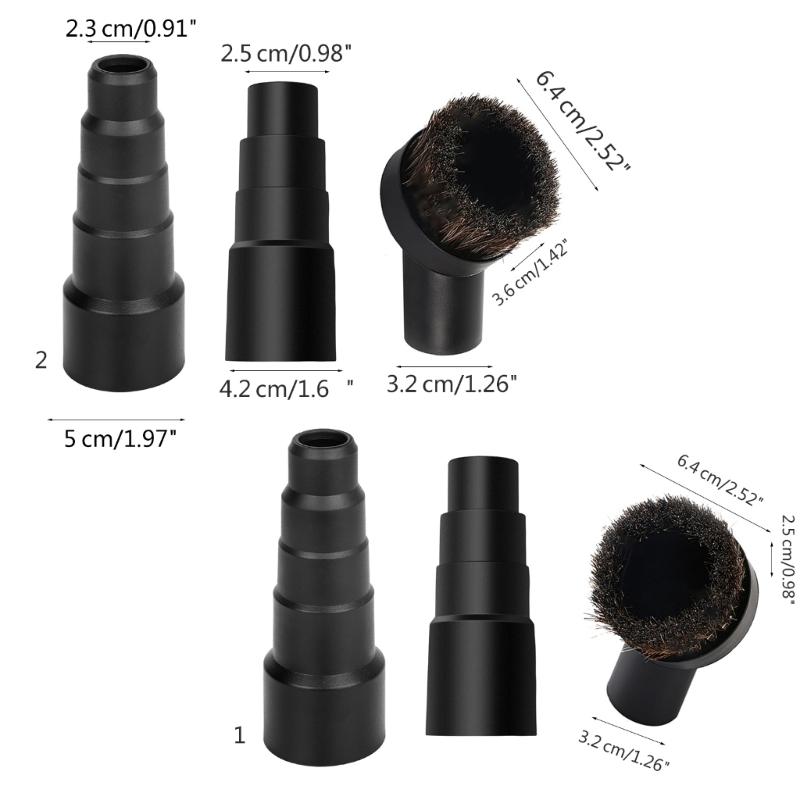 3.6cm/2.5cm Universal Long Horse Hair Round Brush Vacuum Cleaner Brush Crevice Attachment With Converting Adapter