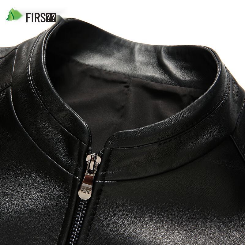 Shanshan Men's First Layer Sheepskin Leather Motorcycle Jacket