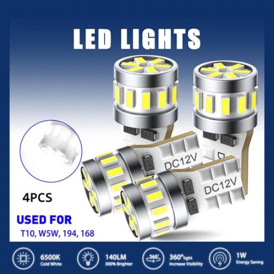 

4x T10 194 168 W5W White 18 LED License Plate Side Marker Light Interior Bulbs V
