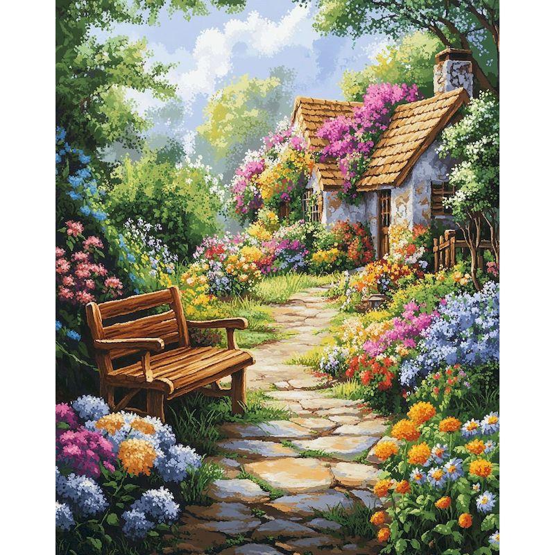 

GATYZTORY Oil Painting House Scenery Handpainted Home Decoration Pictures By Number Forest Drawing Canvas Wall Art Gift 30x20cm no frame