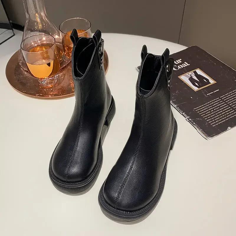 Fashion Women's Ankle Boots Winter 2024 Booties New In Autumn Female Short Shoes Pu Chic and Elegant Designer Luxury On Offer Y2k Goth