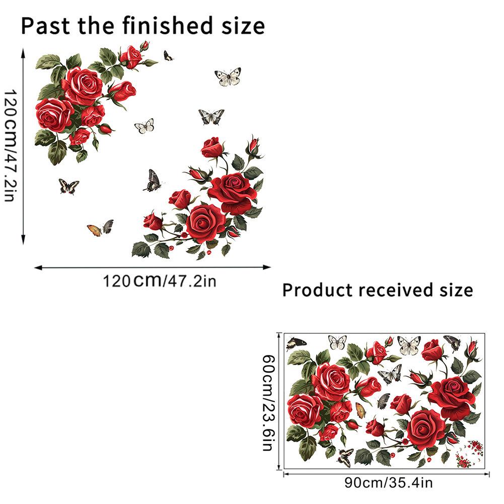 Removable Rose & Butterfly Wall Sticker for Living Room, Bedroom & Entrance - MLY392