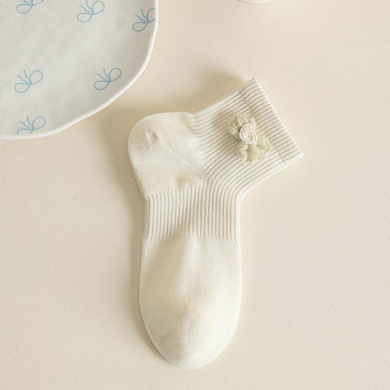 Female Spring and Summer Cartoon Lovely All Kinds of Stereo Bowknot Boneless Mesh Breathable Tube Cotton Socks