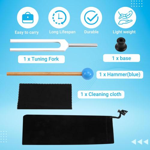 Azwamkue 432 Hz Tuning Fork with Hammer, Healing Sound for Healing Therapy and Yoga, Aluminum Alloy Tuning Fork, Silver