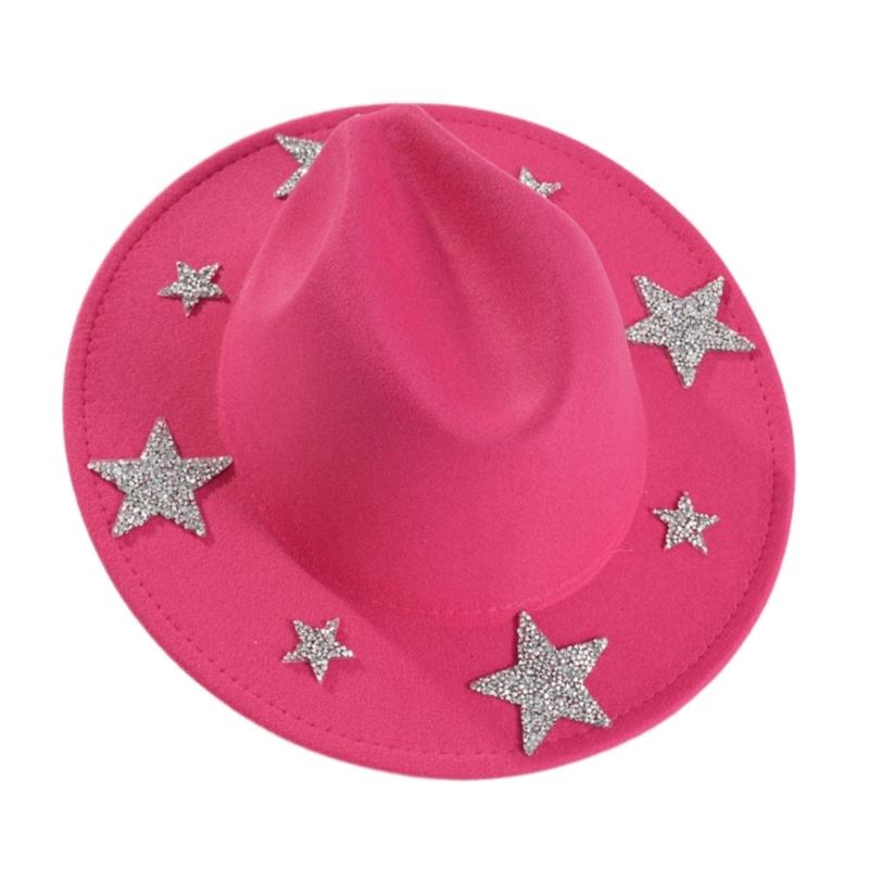 Sparkling Rhinestones Star Western Hat For Women Oversized Comfortable Hat Headpiece All Weather Stylish Headwear