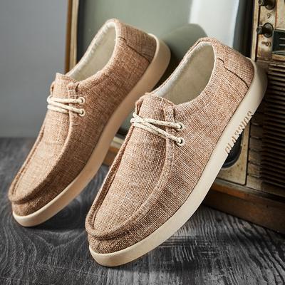 Le Fu Shoes Men's Canvas Flat Top High Quality Brand Casual Shoes Boat Luxury Shoe Facon Designer Shoe Flat Bottom Loafers